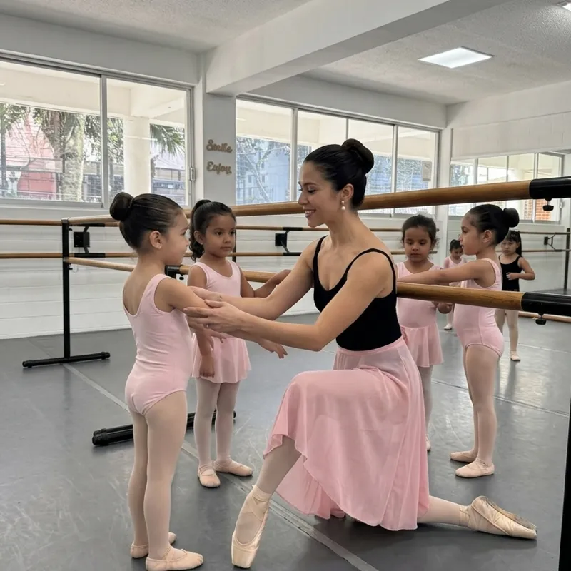 Maestra con alumnas pequeñas